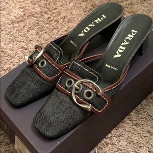Prada Denim Mule Heel Calzature Donna